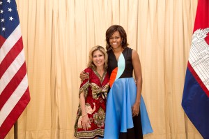 First Lady Michelle Obama participates in a photo line at the U.S. Embassy in Seim Reap, Cambodia, March 22, 2015. (Official White House Photo by Amanda Lucidon)