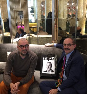 Andrés Rodríguez and Samir Husni at the lobby of the NH Collection, Prado Plaza, Madrid, Spain