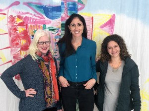The Curious Jane team: Melisa Coburn (L) – editorial, Samantha Razook Murphy (M) brainstorming, projects and layout, and Elissa Josse (R) –  artwork, doodles, layout and project creation.